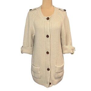 CHLOE Cardigan Coat Sz.M Cream 100% Cashmere Chunky Old Money Quite Luxury